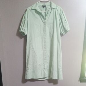 J. Crew Women's Light Green Button Down Shirt Style Midi Dress Size ST